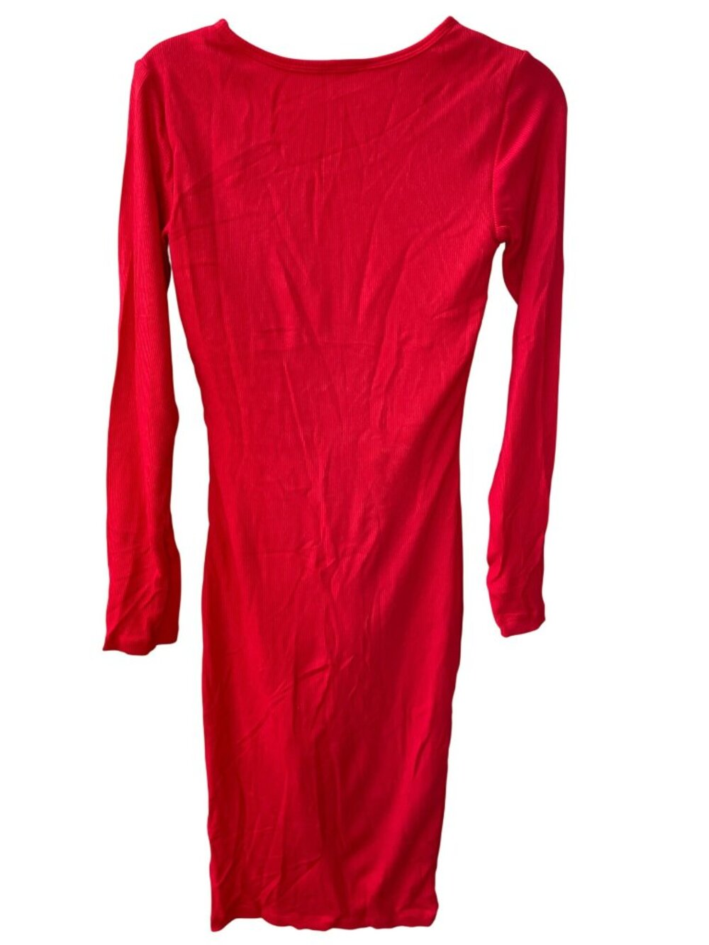 Popilush Built-In Bra Shapewear Red Ribbed Midi Dress Built-in-Shorts Size M NWT - Picture 2 of 9
